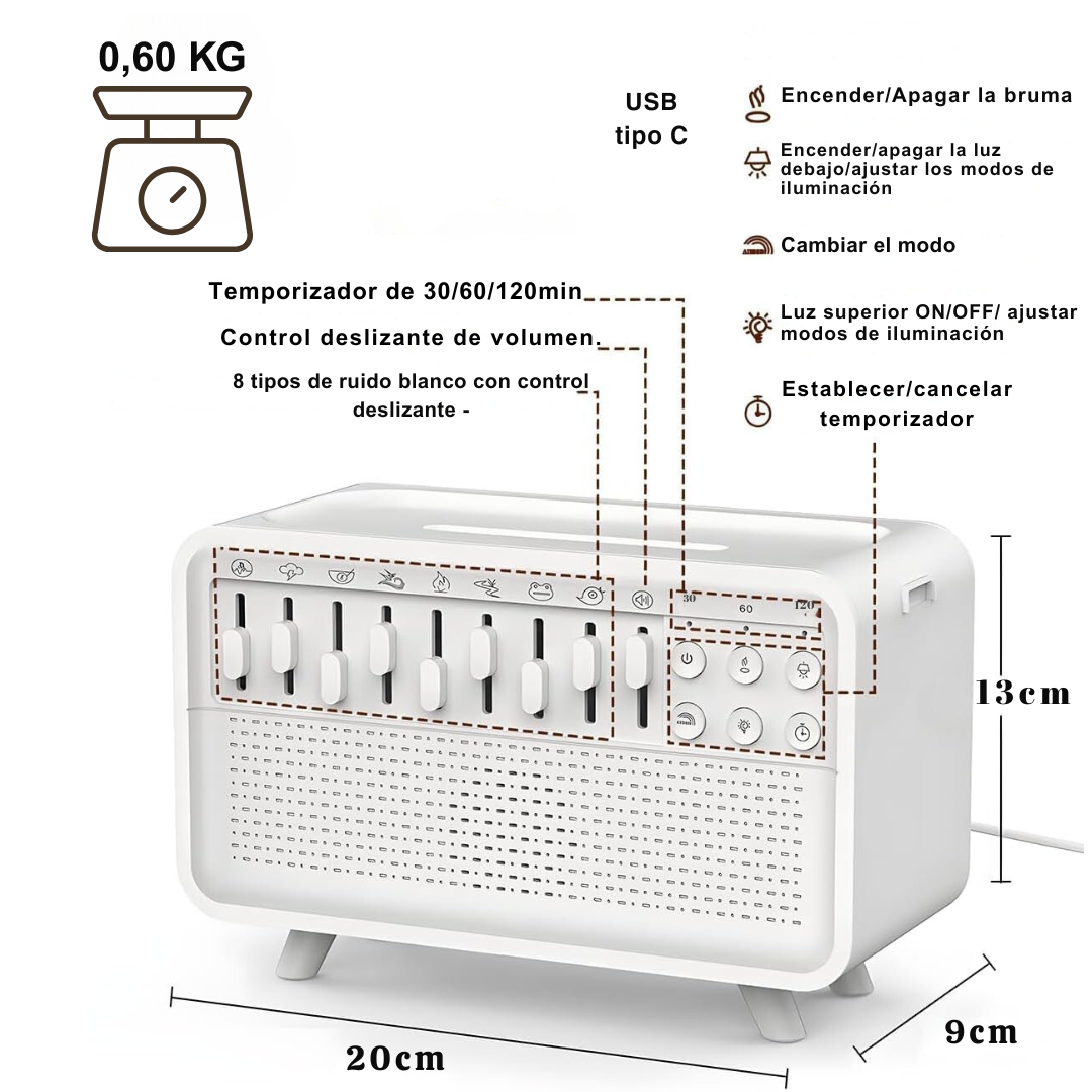 Humidificador de Aromas y Máquina de Ruido Blanco